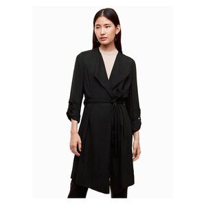 Babaton Quincey Belted Trench Coat Jacket Blazer Black Womens Size Small Modern